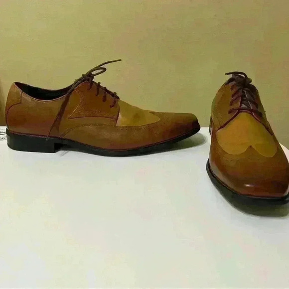 Stacy Adams Sz 9.5M Cognac Garrison Wingtip Leather Oxford Shoes 24840-229